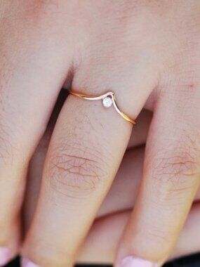 Gold Filled Chevron White Cubic zirconia Ring